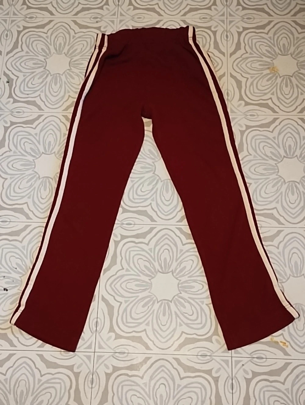 Women's XS Dark Red Track Pants With White Racer Stripes